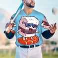 thumbnail image 6 of Balery Sushi Salmon Surfing Baseball Jersey for Men Casual Button Down Shirts Short Sleeve Active Team Sports Uniform-XX-Large, 6 of 9