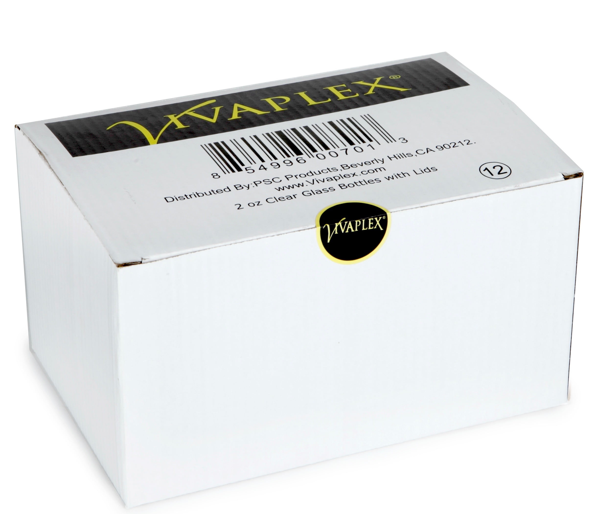 Vivalpex, 12, Clear, 2 oz Glass Bottles with Lids