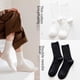 thumbnail image 3 of Calcetines apilables de doble aguja para otoño e invierno, calcetines de mujer de media caña, calcetines de algodón de color liso, calcetines blancos de moda que combinan con todo, 3 of 6