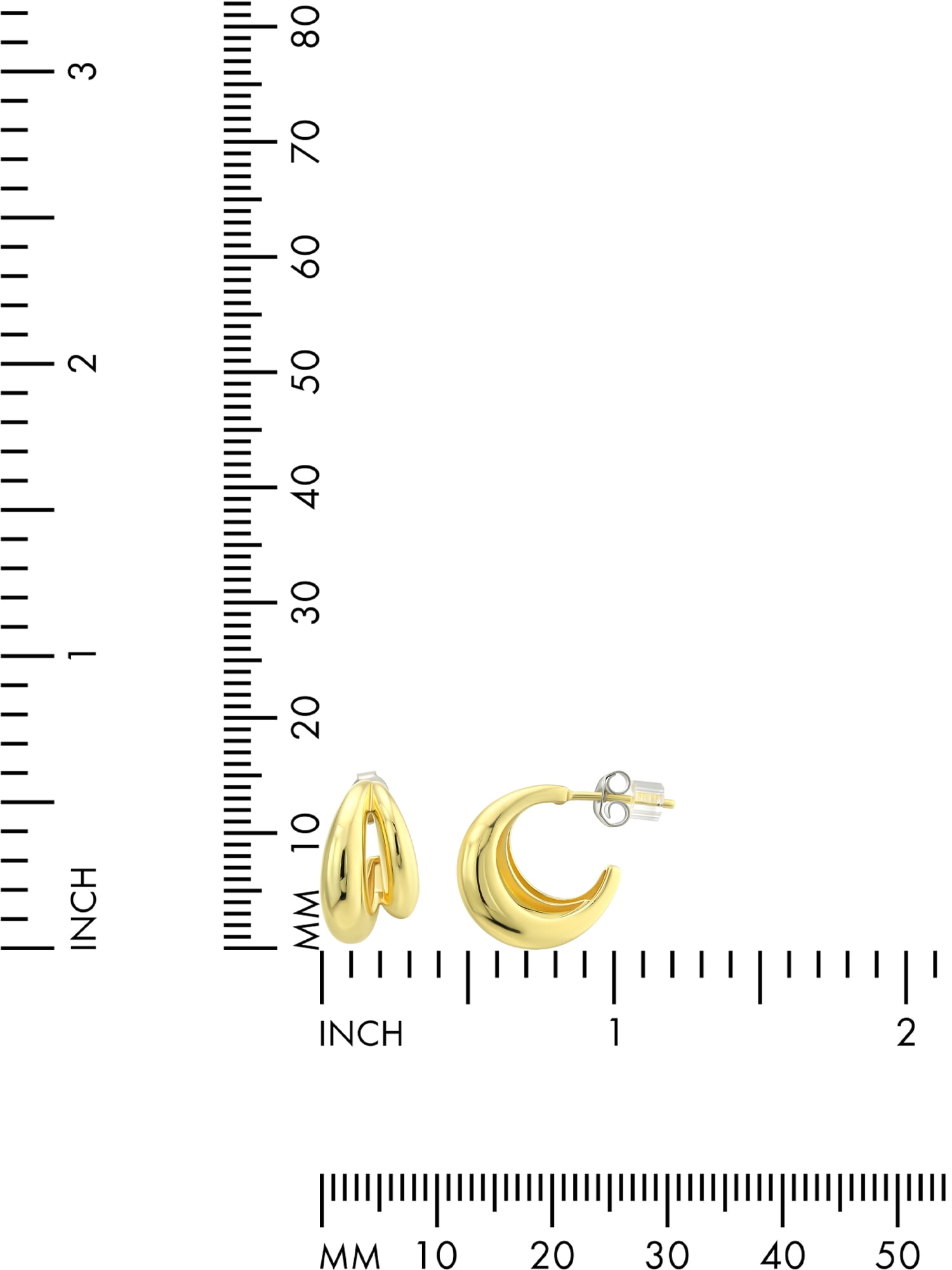 Brilliance Fine Jewelry Women's Two Row Hoop in 14KT Gold Plated Sterling Silver