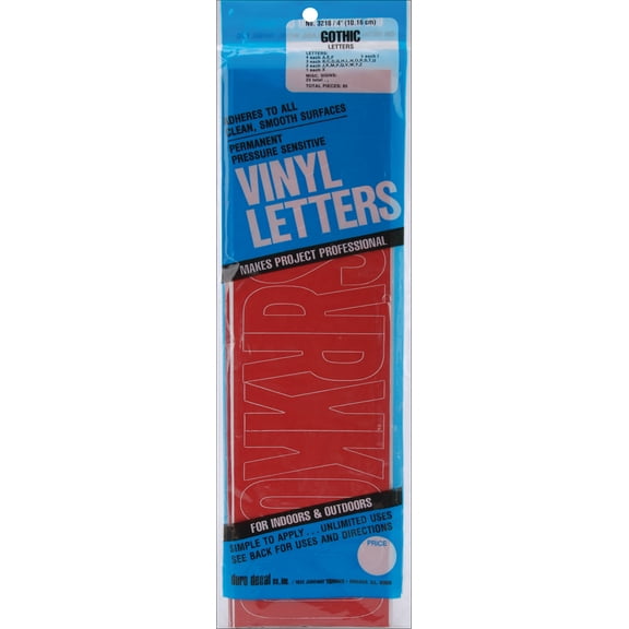 Permanent Adhesive Vinyl Letters 4" 95/Pkg-Red