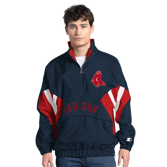 Men's-Starter Navy Boston Red Sox Cooperstown Chief Half-Zip Pullover