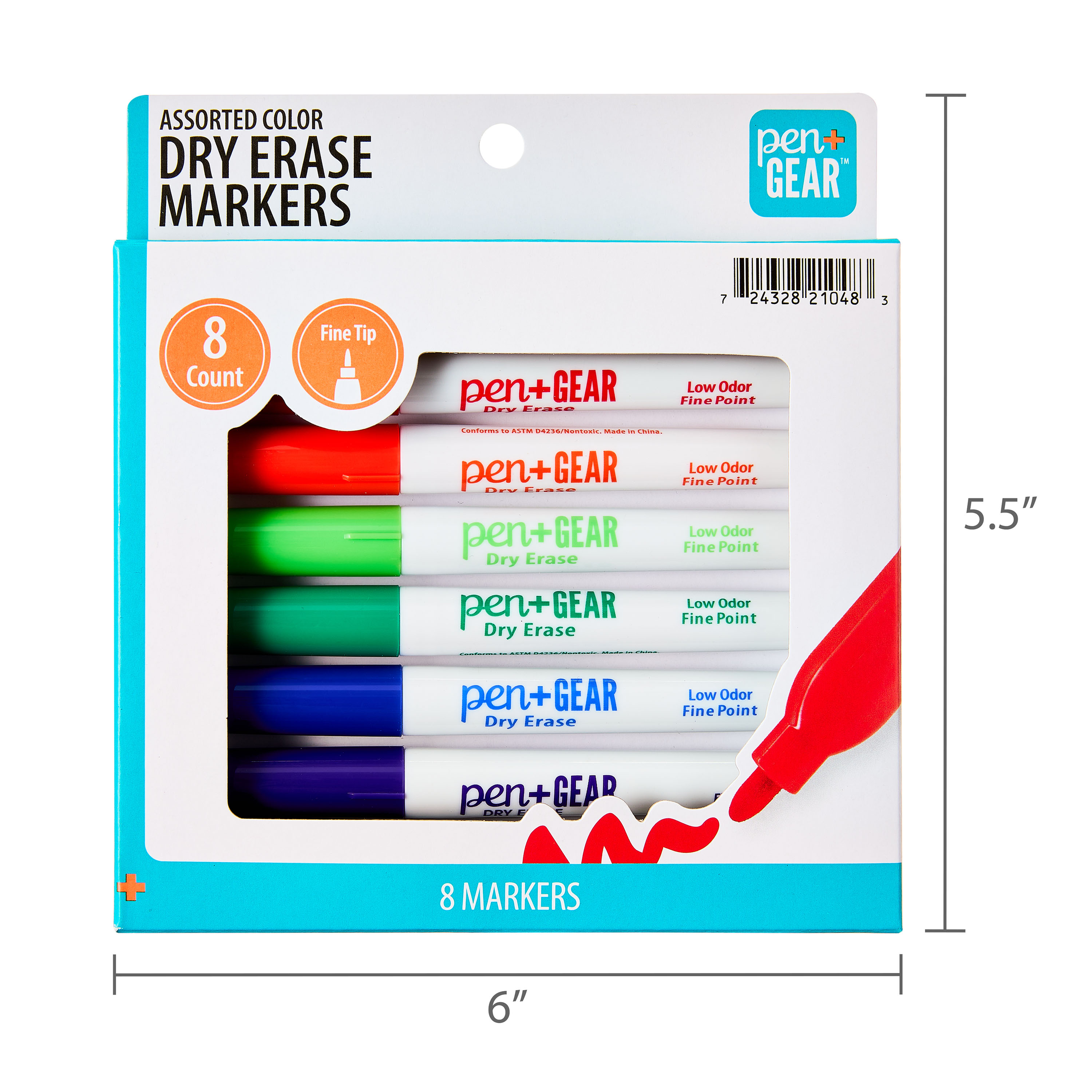 Marcadores de borrado en seco de punta fina Pen+Gear, colores surtidos, 8 piezas 6