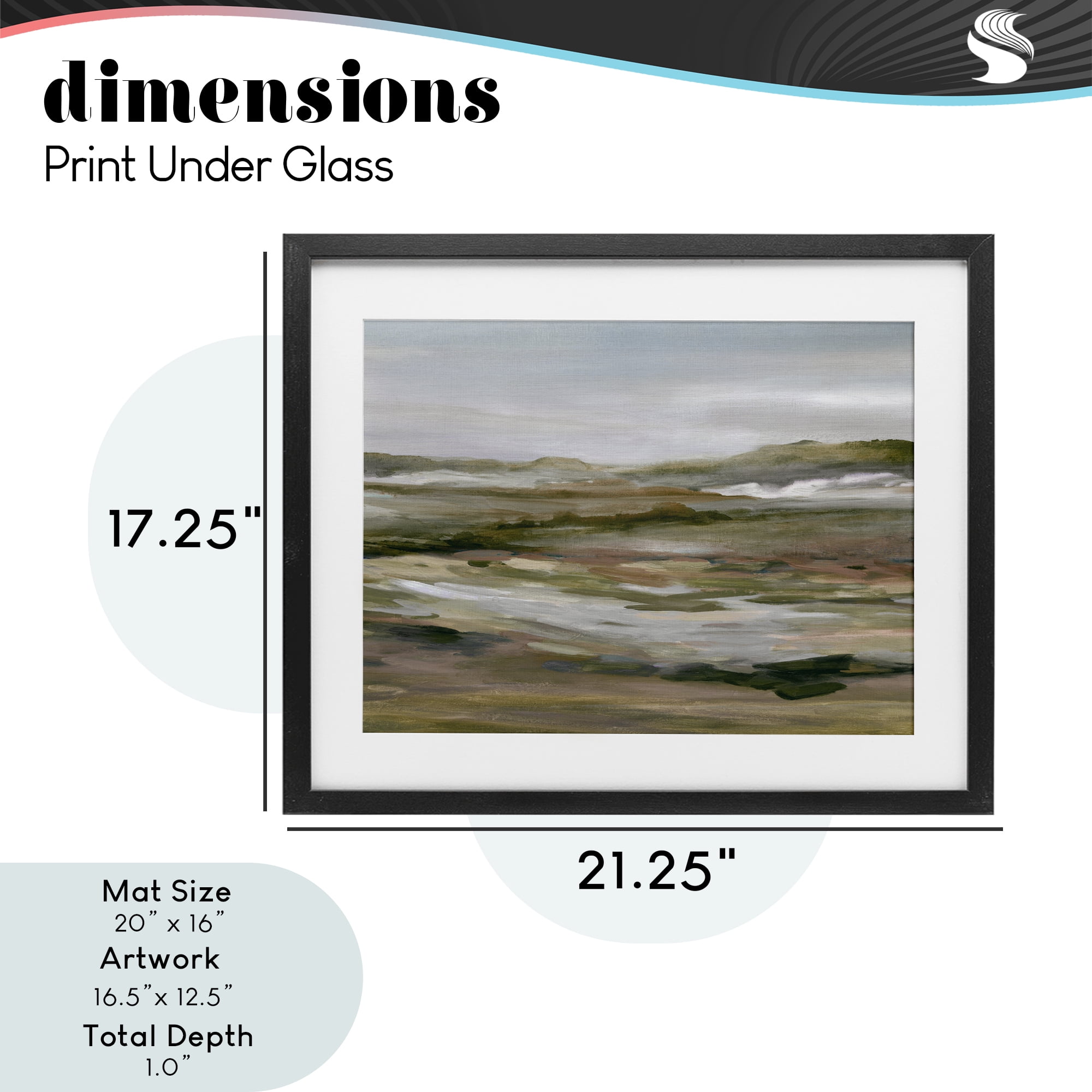 Stupell Industries Natural Meadow Abstract Horizon Black Framed Print Under Glass, design by Carol Robinson