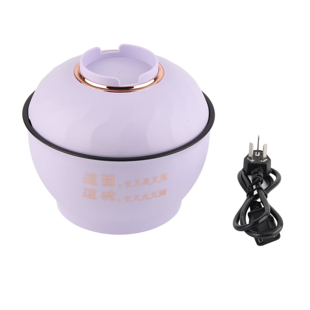 Mini olla eléctrica multifuncional para calentar rápidamente, ideal para el hogar, residencias de estudiantes, enchufe CN de 220 V, olla eléctrica portátil para fideos de color morado