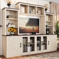 thumbnail image 2 of Wall Unit Entertainment Center with Charging Station and USB Charging for TVs,TV Stand with Large Storage Cabinet,Modern TV Stand Media Console with Cabinets,Beige, 2 of 22