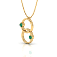 thumbnail image 2 of Gold Plated Interlock Double Ring Emerald Pendant Wedding Gift For Sister || Ali Baba Jewellery, 2 of 5