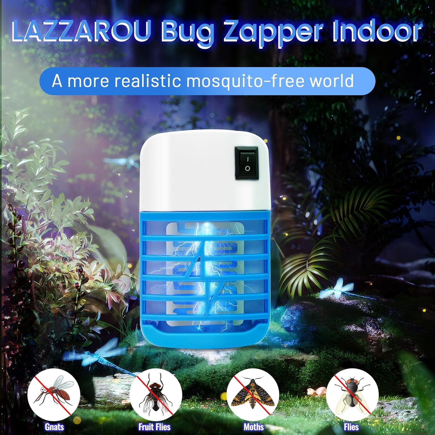 Bug Zapper Indoor Flying Insect Trap, Electronic Mosquito Zappers Gnat Traps with LED Light for Patio, Bedroom, Kitchen, Office