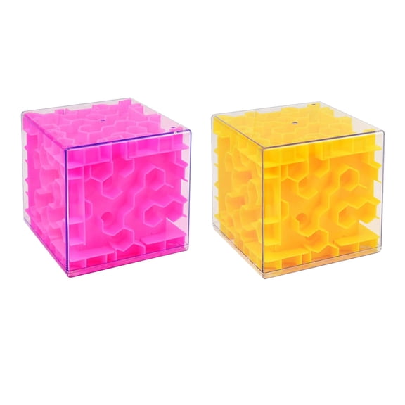 3D Memory Sequential Maze Ball Puzzle Toy Decompression Gift for Adults, 2PCS Pink+Yellow