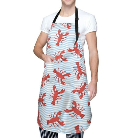 

Cauagu Cartoon Lobsters 1 Aprons with Pockets Waterproof Apron for Women Kitchen Cooking Apron Adjustable Bib Aprons Chef Apron for Cooking Drawing Crafting