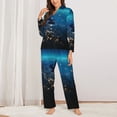 thumbnail image 2 of Balery Planet Earth Conjunto de Pijama con Estampado para Mujer, Conjunto de Dos Piezas con Manga Larga, Ropa de Dormir Suave con Bolsillos, Pijamas Cómodos-Large, 2 of 7