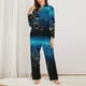thumbnail image 2 of Fotbe Planet Earth Conjunto de Pijama de Manga Larga para Mujer con Estampado, Ropa de Dormir de 2 Piezas, Conjunto de Casa Suave y Cómodo con Bolsillos-Small, 2 of 7