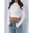 thumbnail image 2 of Womens Long Sleeve T Shirts Basic Scoop Neck Crop Tops Casual Slim Fitted Clothes Thermal Tee, 2 of 6