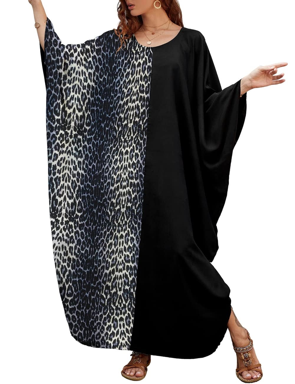 Bsubseach Womens Kaftan Cover Up Plus Size Loose Summer Long Dress ...