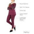 thumbnail image 3 of MeMoi Women's Satin Trim Long Sleeve Matching Pajama Set - Womens - Female, Small, Aubergine, 3 of 7