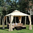 thumbnail image 3 of Barara King Gazebo, Outdoor Canopy Shelter,10' x 10' Steel Outdoor Patio Gazebo with Polyester Privacy Curtains, Two-Tier Roof, 3 of 11