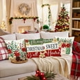 thumbnail image 5 of Lomyolo Merry Christmas Throw Pillow Covers Set of 4, 18x18 Inch Red Holiday Cushion Cases with Reindeer & Tree Print, Soft Xmas Decorations for Couch, Sofa, Winter Home Decor Gift, 5 of 6