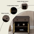 thumbnail image 3 of MINCETA Rattan Nightstand, Mid Century Modern Nightstand with Rattan Decorated Door and Adjustable Shelf, Bedside Storage End Table with Drawer, Night Stand for Bedroom and Living Room, Espresso, 3 of 6