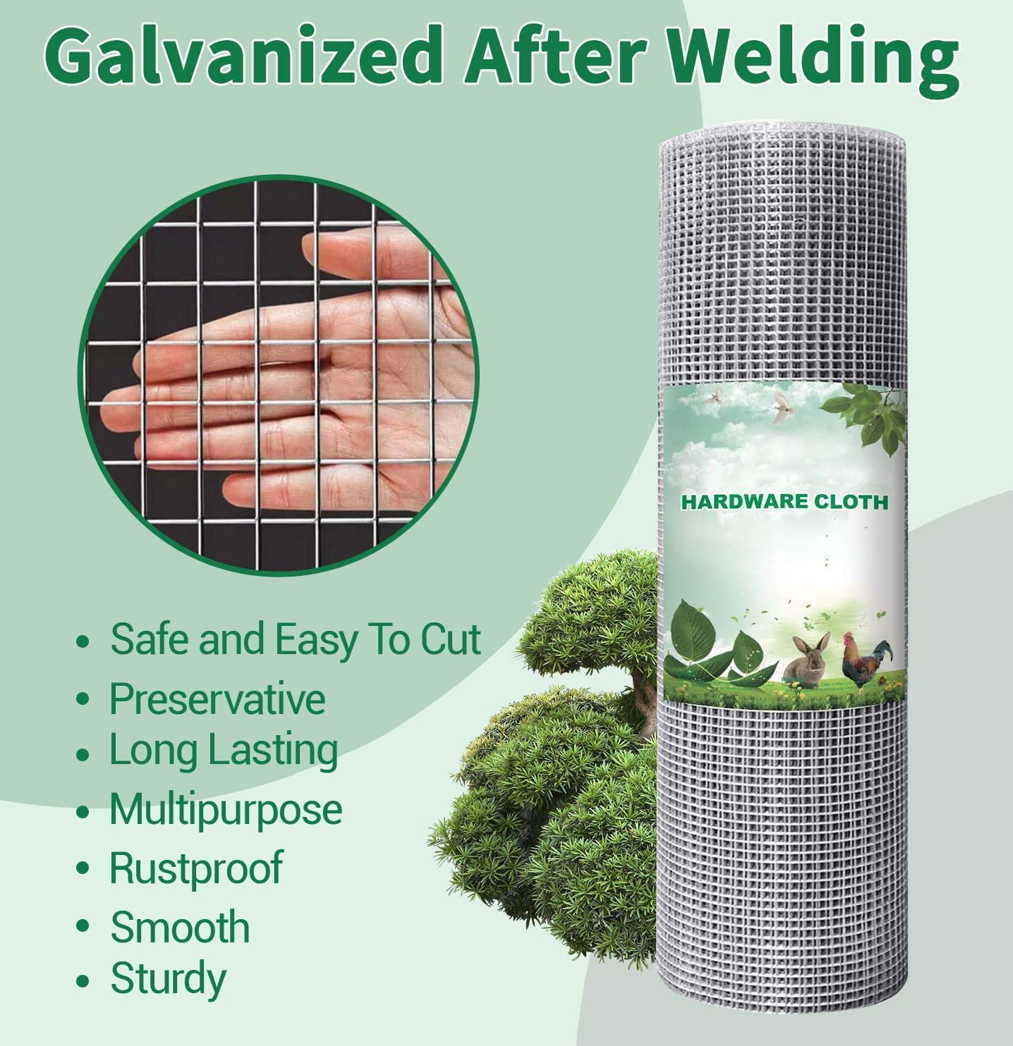 Amagabeli Hardware Cloth 1/4 36 x 50 Galvanized After Welding 23Gauge Wire Metal Mesh Roll Vegetables Garden Rabbit Fencing Snake for Chicken Run Critters Gopher Racoons Cage Wire JW002