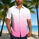 thumbnail image 2 of Mens Casual de Manga Corta Botón Abajo Camisas Gira Cuello Gradación Blusa de Impresión, Suelto Ajuste Poliéster Camisa de Verano, Lavado a Mano Casual, 2 of 6