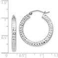 thumbnail image 2 of Beautiful Sterling Silver RH-plated D/C 3x25mm Square Tube Hoop Earrings, 2 of 2