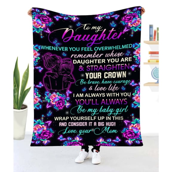 Blanket Mom To Daughter Purple Whenever You Feel Overwhelmed, 30x40in Fleece Blanket