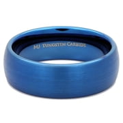 Metals Jewelry Unisex Adult Blue Tungsten Carbide 8mm Wedding Band Brushed Finish Comfort Fit Ring Size 9.5