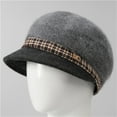 thumbnail image 2 of Lnzyyephy Women Fashion Knitted Newsboy Hats Houndstooth Print Warm Painter Visor Beret Classic Retro Cabbie Hat for Daily Travel, 2 of 3