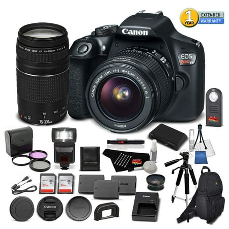 Canon EOS Rebel T6 Digital SLR Camera 1159C003 Bundle with 18-55mm f/3.5-5.6 is II Lens + EF 75-300mm f/4-5.6 III Pro Bundle