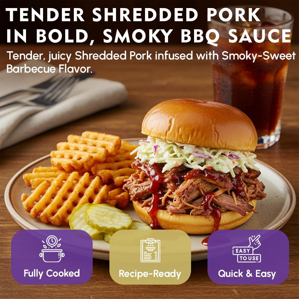 (Pack of 6) Grandma Werling’s Shredded Seasoned Pork with BBQ Sauce 14.5 Oz Fully Cooked Heat & Serve Premium Canned Meat Shelf Stable for Emergency Food Storage, Survival & Quick Meals Canned Food
