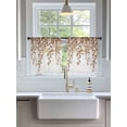 thumbnail image 3 of Sheer Curtains 54 Inch Length 2 Panels Set for Kitchen, Eucalyptus Leaves Semi Sheer Curtains for Windows, Brown Summer Botanical Weeping Voile Window Treatments Rod Pocket Curtain, 3 of 7
