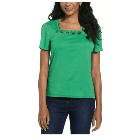 Rafaella Women's Squareneck Top Size M Green