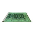 thumbnail image 2 of Ahgly Company Machine Washable Indoor Square Oriental Turquoise Blue Industrial Area Rugs, 8' Square, 2 of 4