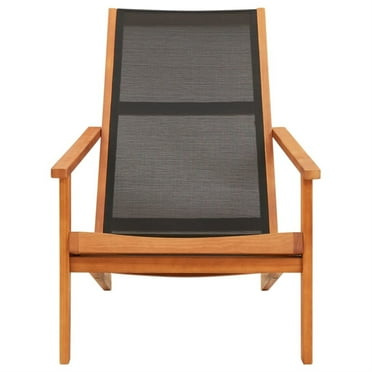 vidaXL Patio Lounge Chair Black Solid Wood Eucalyptus and Textilene