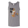 thumbnail image 2 of Wild Bobby God Made Me This Way Cross with Sunflowers Inspirational/Christian Men Tank Top, Heather Grey, 3X-Large, 2 of 6