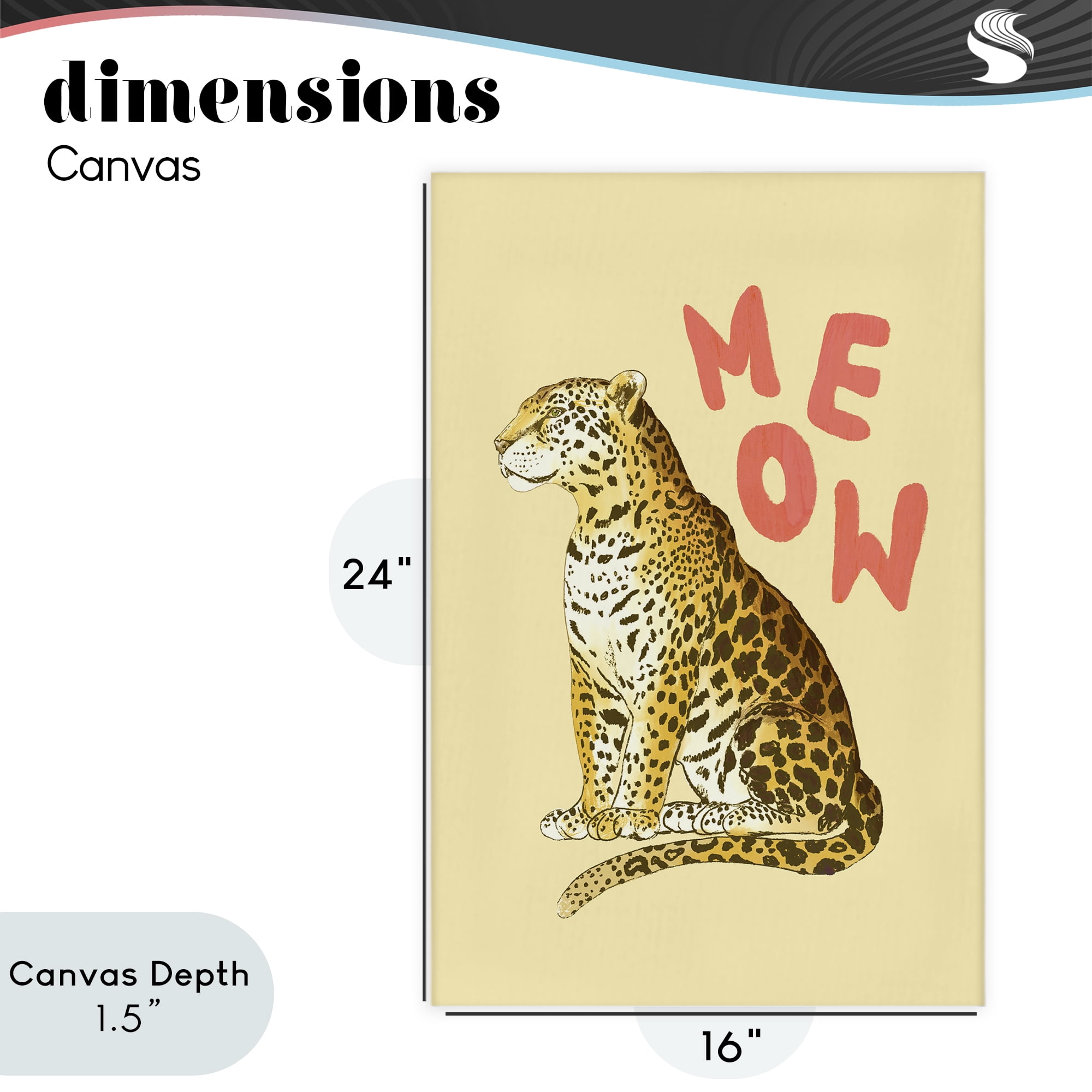 Stupell Industries Meow Leopard on Yellow Canvas Wall Art, design by Florentina Dolci