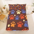 thumbnail image 5 of Homewish Vintage Paw Print Queen Sheets,Brown Queen Sheet Sets,4pcs,1 Flat Sheet, 1 Fitted Sheet and 2 Pillowcases, 5 of 6