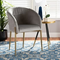 Baxton Studio Ballard Modern Luxe and Glam Grey Velvet Fabric Upholstered and Gold Finished Metal Dining Chair