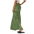 thumbnail image 6 of cocolona Maxi Skirts for Women Casual Summer Solid Color Elastic Waist Drawstring Long Skirts Beach Vacation Boho Skirts Clothes Green XL, 6 of 7