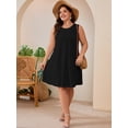 thumbnail image 4 of SHOWMALL Women's Plus Size Sleeveless Dress with Pockets, Pleated Chest Summer Sundress, Black 1X Soft Breathable Tank Dress for Beach & Vacation, 4 of 7