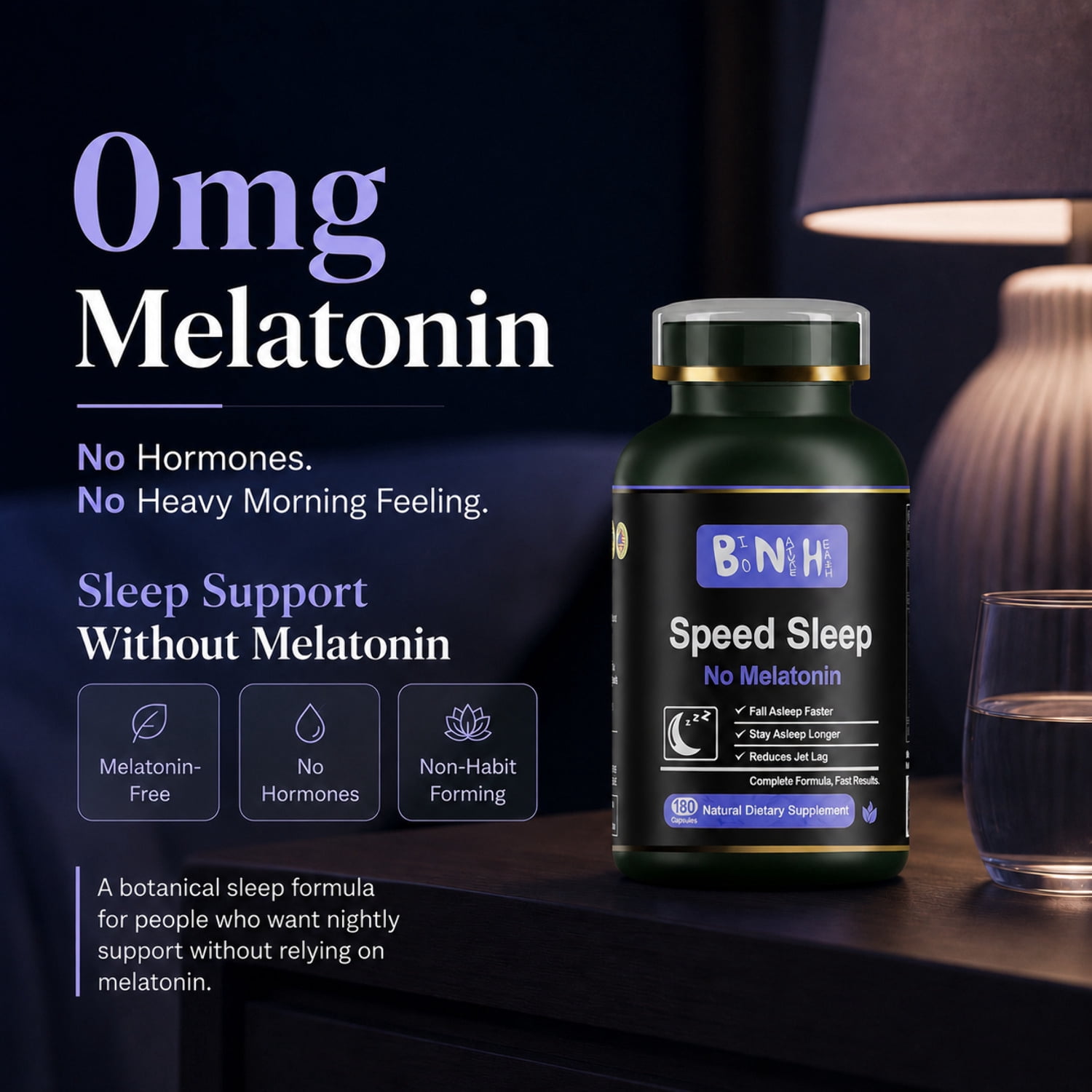 Speed Sleep Sleep Support Supplement, Promotes Relaxation & Healthy Sleep Cycle, Herbal Formula, 180 Capsules