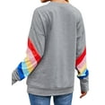 thumbnail image 6 of SLADYGLO Women Rainbow Striped Crew Neck Long Sleeve Sweatshirt, 6 of 7