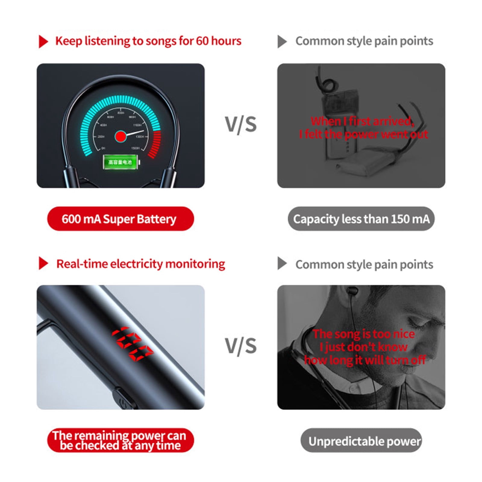 Bluetooth Headphones True Wireless Earbuds 60H Playback LED Power Display Earphones with Wireless Charging Case IPX5 Waterproof in-Ear Earbuds with Mic for TV Smart Phone Laptop Computer Sports-Black