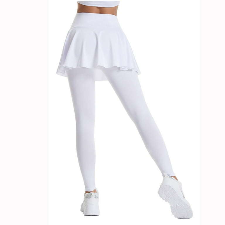 Huresd Women's Skirted Leggings Capri Skirt with Pockets Tummy