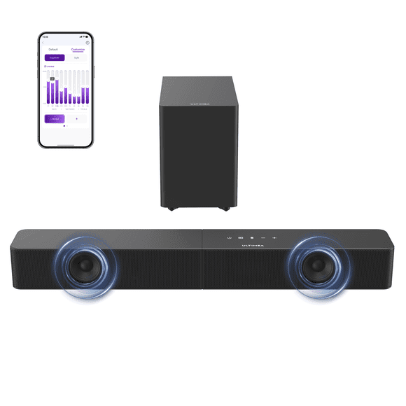 ULTIMEA 2.1ch Sound Bar with Wireless Subwoofer, VoiceMX & BassMX, App Control, 240W Peak Power Soundbar for Smart TV, Adjustable Bass, HDMI, Optical, Bluetooth 6.0, Poseidon M30 (2026 Model)