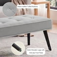 thumbnail image 4 of PEKKO HOME 40” Entryway Bench, Velvet Upholstered End of Bed Bench, Modern Padded Ottoman with Wooden Legs & Tufted Buttons for Bedroom, Living Room, Hallway, Light Grey, 4 of 8