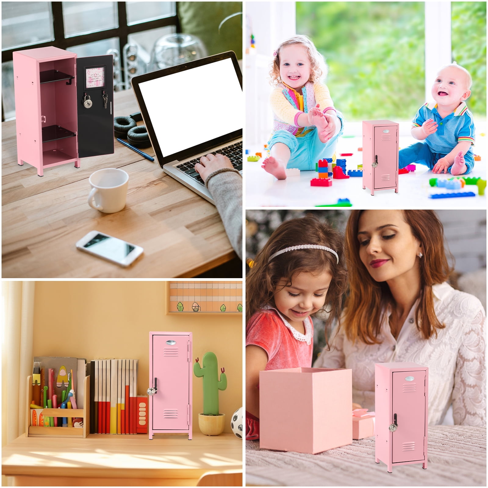 Mini Locker with Lock and Key Rustproof Metal Small Locker Portable Mini Locker Cabinet Practical Mini Storage Locker with Compartments for Desktop Girls Boys