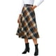 thumbnail image 4 of Falda Larga A-Line de Cuadros Vintage de Cintura Alta para Mujeres INSPIRE CHIC con Bolsillos XL Caqui, 4 of 6