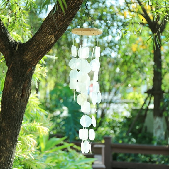 Wind Chimes Shell For Outside,Distinctive Wind Chimes With Unique Shapes,Sea shells White Garden Windchimes,For Patio,Yard,Home decor