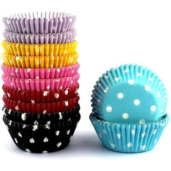 Rainbow Mini Polka Dots Cupcake Liners 300 Pcs, No Smell, Food Grade & Grease-Proof Baking Cups Paper$$Home Decor, Kitchen, & Other